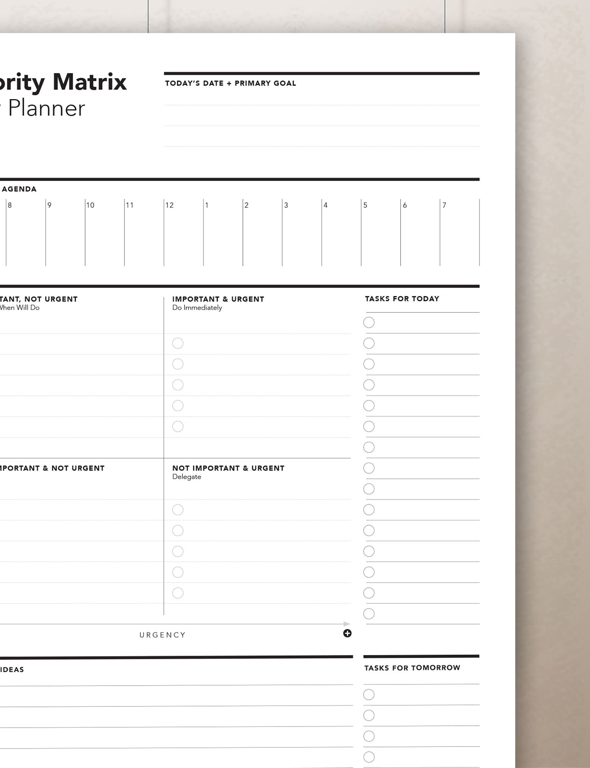 Task Priority Matrix, Eisenhower Matrix, Decision Matrix, Productivity ...