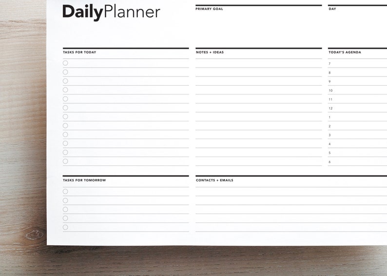 Daily Work Planner, Life Planner, Daily Agenda, Printable To Do list, College Planner, Personal Planner, Daily Action Plan, Student Agenda image 4