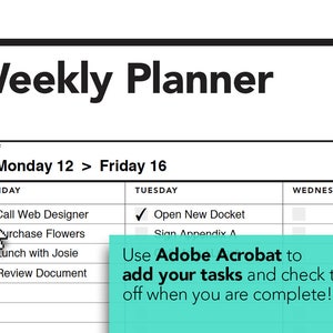 Fillable Weekly Planner, Student Agenda, PDF, Printable To Do list, Weekly Agenda, Weekly Action Plan, Student Planner, Project Planner image 5