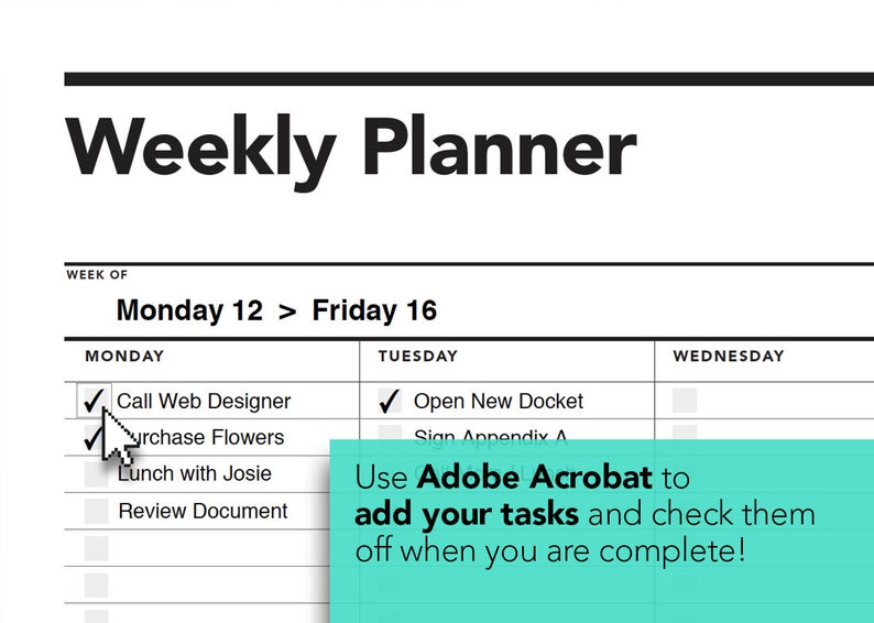 Fillable Weekly Planner, Student Agenda, PDF, Printable To Do list, Weekly Agenda, Weekly Action Plan, Student Planner, Project Planner image 5