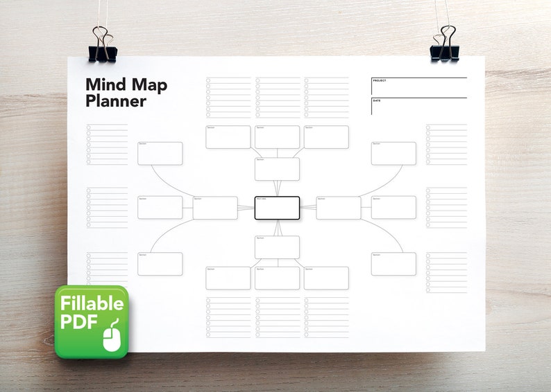 Printable Mind Map Planner, Visual Planner, Mind Map Template, Visual Brainstorm Map, Visual Action Plan, Mind Map Diagram, Idea Map image 2