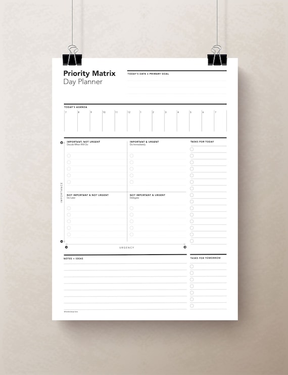 Task Priority Matrix, Eisenhower Matrix, Decision Matrix, Productivity Planner, Action Planner, Daily Planner, Urgent-Important Matrix