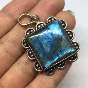 Fiery Blue Labradorite Pendant