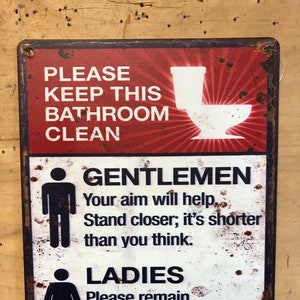 bathroom metal sign