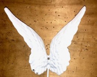 cast iron angel wings wall decor white, purse hook for wall, coat hooks wall mount white, jacket hanger, entryway organizer, Christian gifts