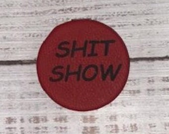 faux red leather shitshow supervisor pocket mirrors for women, white elephant gifts funny compact mirror for daughter in law Christmas gifts