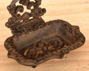 cast iron soap dish, metal business card holder for desk, small business owner gift, craft show display, catch all disg, DIY ring dish, best