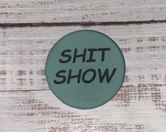 faux turquoise leather ringmaster of the shitshow pocket mirror for mom, white elephant gifts for adults, funny compact mirror for purse