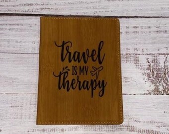 travel is my therapy passport holder for him, faux brown leather passport wallet for men, semester at sea study abroad gift, gap year travel