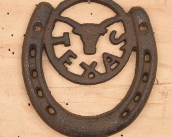 cast iron horseshoe decor, Texas gifts for the home, ranch decor, longhorn wall art cow gifts for cow lovers, cowboy nursery decor, western