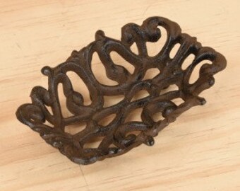 Cast Iron Soap Dish, Victorian soap dish, business card holder, catch all, brown soap dish, metal soap dish, ring holder, best selling items