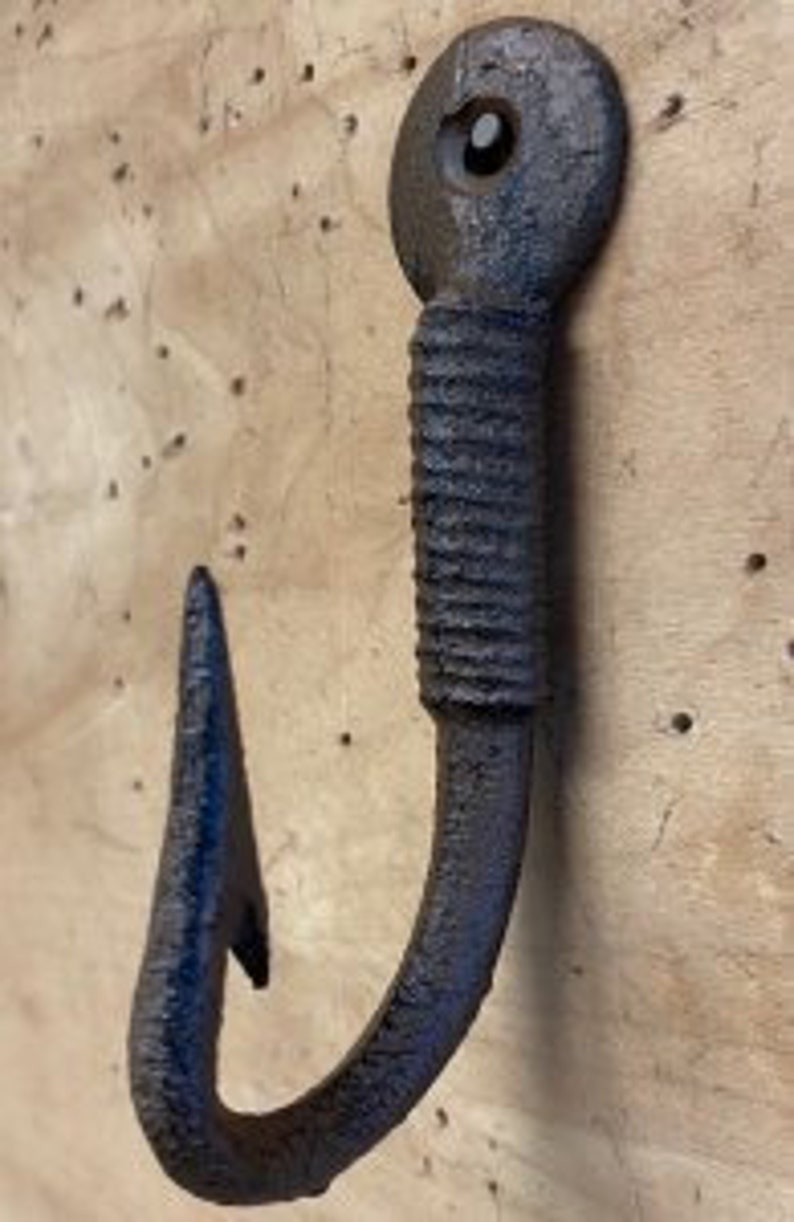 Cast Iron Fishing Hook Coat Hooks Wall Mount Entryway Etsy
