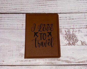 brown I love to travel passport
