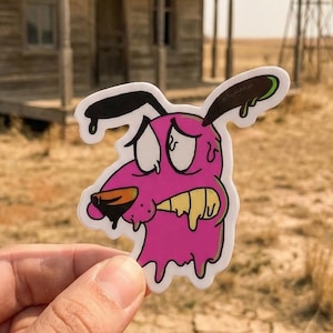 Courage The Melting Dog Aufkleber - Aufkleber für Hydroflask - Aufkleber Laptop