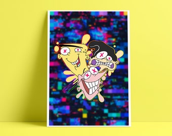 Ed Edd n Eddy Glitch Print - Poster - Art Poster - Wall Art - Wall Decor - Pop Art - Cartoon Poster - 90s - Nostalgia - Nickelodeon
