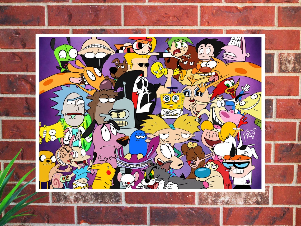 Cartoon Collage Art Print Poster Art Wall Art Wall Etsy