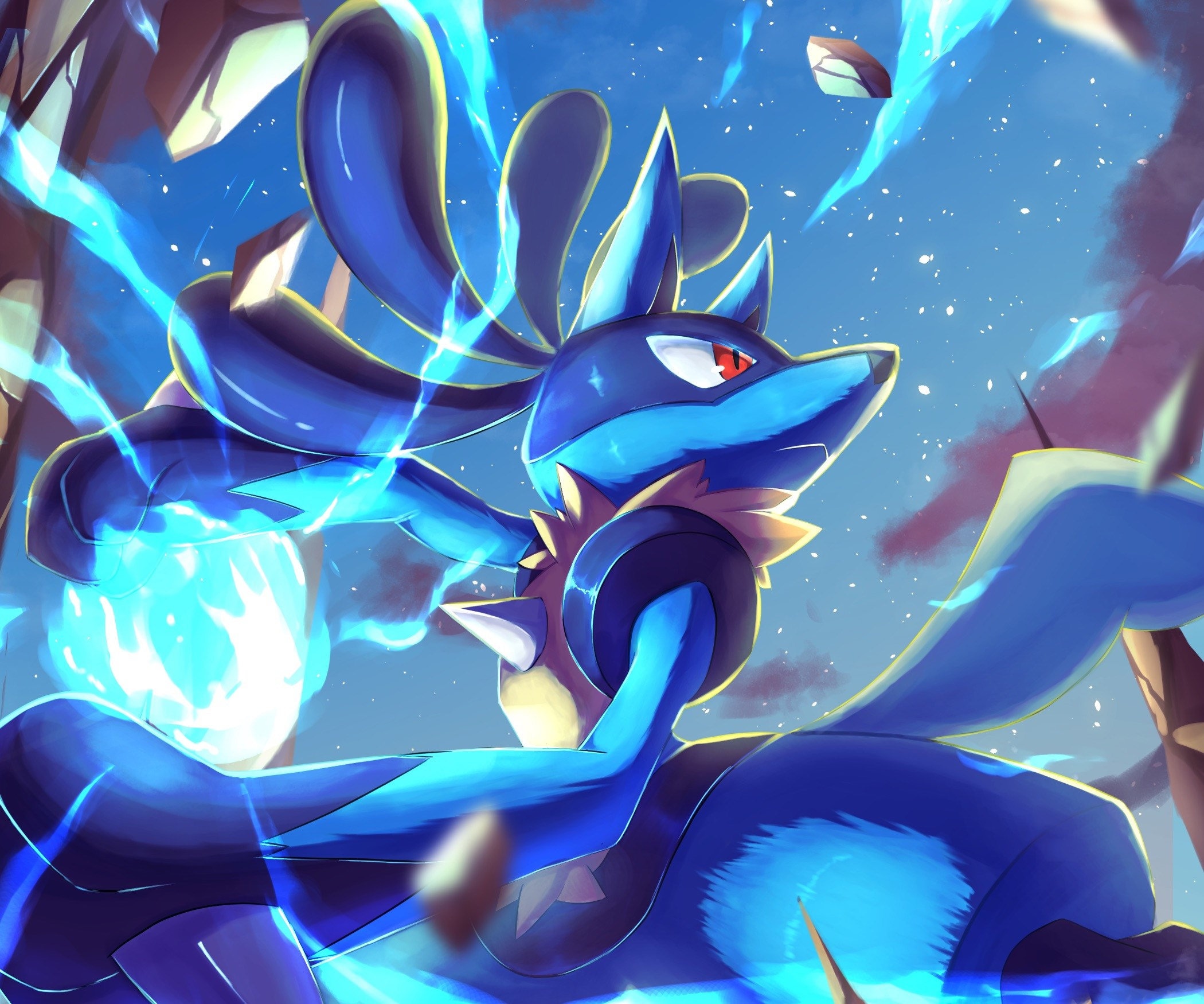 some shiny Mega Lucario fan art in school : r/pokemon