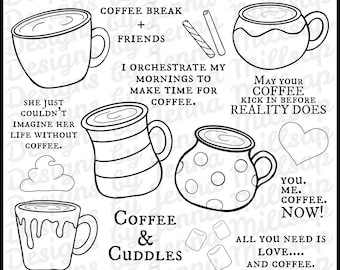 Set di clipart digitali da scaricare con caffè stravagante