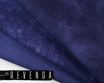 Tela Teñida a Mano Punto de Cruz "Azul Medianoche" Lino Azul Oscuro Veteado Varios Tamaños Metro Lea Revenga EU