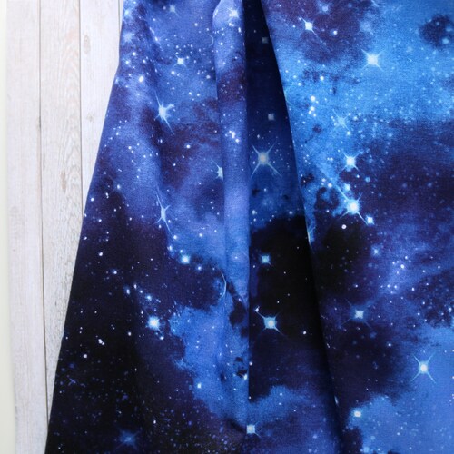 Galaxy Fabric Blue and Green Space Stars by Inspirationz - Etsy Israel