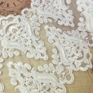 Opulent border with beads and sequins 21 cm white embroidery ornament wedding wedding dress border pearl border