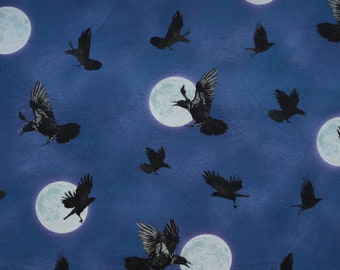 Cotton fabric "Darkest Sky" Raven Moon Blue Out of Print half meter