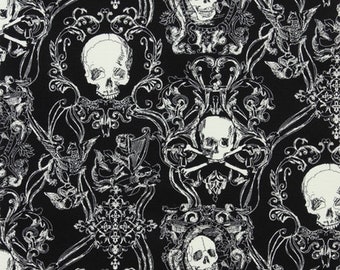 Cotton Fabric Skull Upholstery Fabric Halloween Gift Gothic Alexander Henry "Skullduggery" Ornaments Tapestry Half Meter