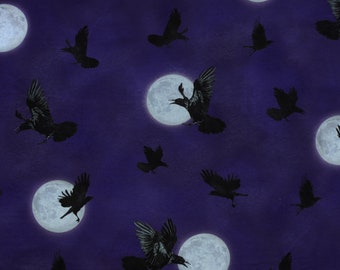 Cotton fabric "Darkest Sky" Raven Moon Violet Purple half meter