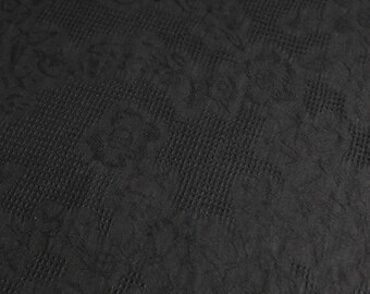 Jacquard Baumwolle leicht Blüten Waffel Spitze Muster Baumwolle Kleider Bluse schwarz halber Meter