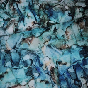 Cotton Fabric Ink Marble Turquoise Northern Peaks Home Design Decorative Modern Minimalist Aesthetic Hoffman Woven Petrol Half Meter