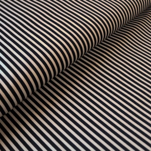 Cotton fabric stripes beige black 3 mm narrow stripes sold by the meter gift larp tabletop role player webware