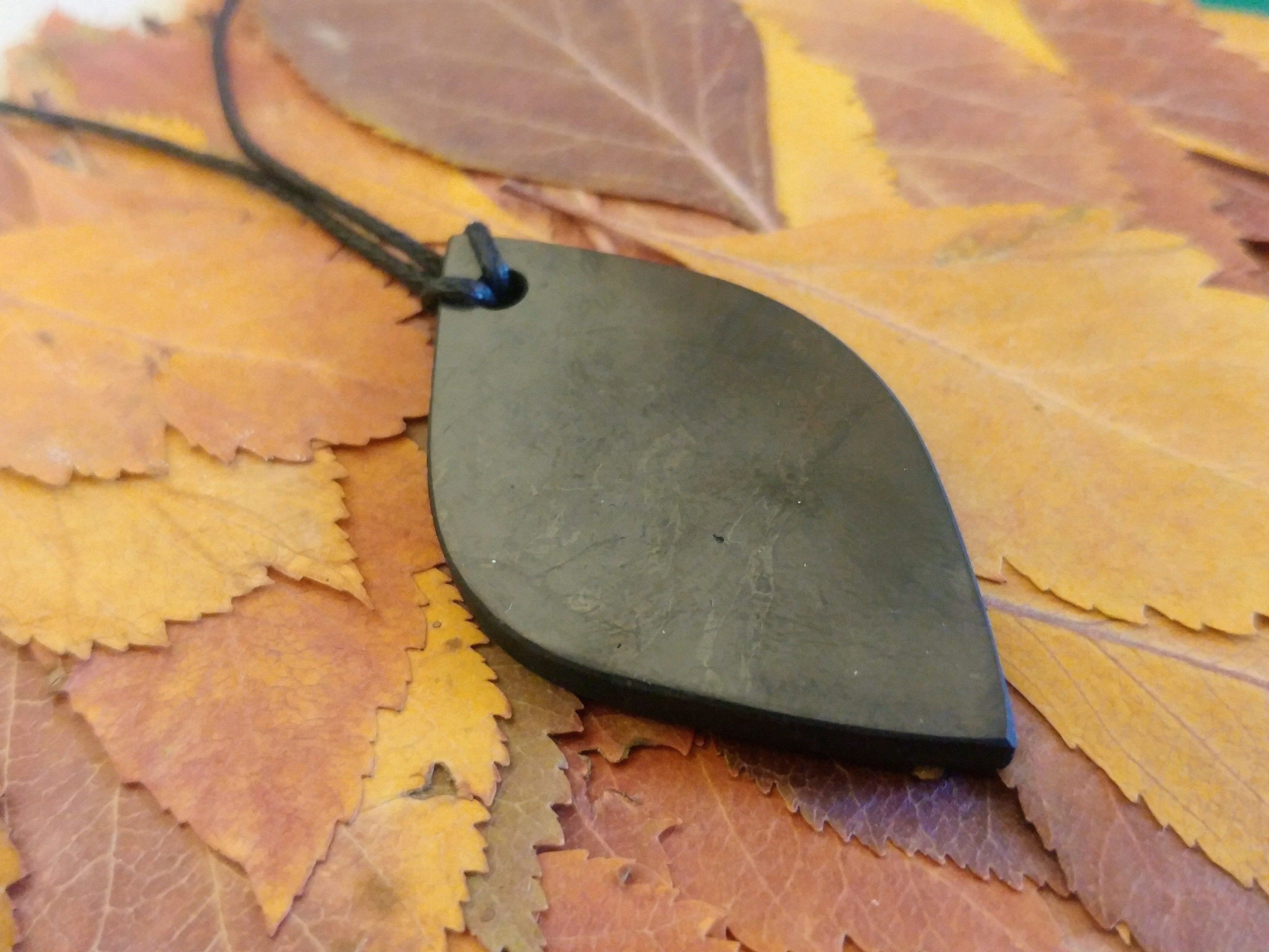 thumbnail image 2 of Shungite Pendant Shamrock Necklace – Polished Circle, EMF Protection & Healing Crystal 2 of 5