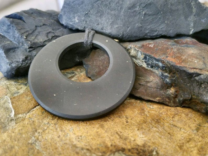 shungite  pendant eclipse moon necklace stone