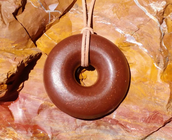 Orgonite® Energy Pendant - Orgone Generator® - Sedona Red Rock Vortex Donut Necklace - Chakra Healing Jewelry - 30" Natural Leather Cord