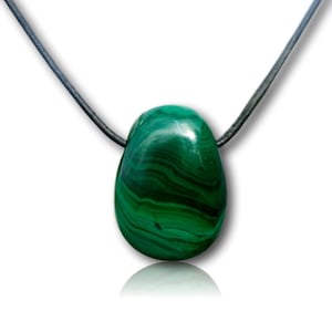 Crystal Gemstone Necklace - Hand Carved Stone Drop Bead Pendant - 20&quot; Leather Cord w/ Sterling Silver Clasp - Stone Jewlery