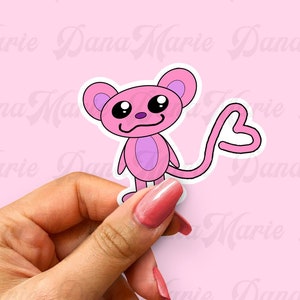 Adhesivo troquelado de vinilo de 2 o 3 pulgadas con diseño de mono rosado tonto para computadora portátil, funda de teléfono, diario, álbum de recortes, álbum de fotos. Regalo adicional. LISTO PARA ENVIAR