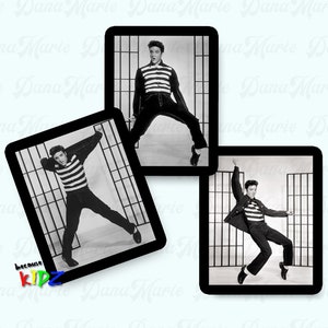 Set van 3 gestanste stickers van Jailhouse Rock vinyl voor laptop, telefoonhoesje, dagboek - geweldig cadeau voor onze Elvis bodysuits - KLAAR voor VERZENDING