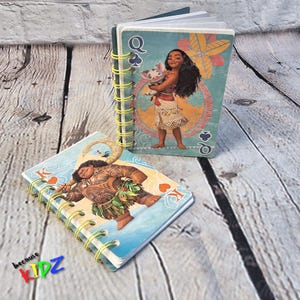 Moana Upcycled, Encuadernado con alambre, bloc de notas/diario - Naipes reciclados - Compra tu personaje favorito o ten los 4 - Listo para enviar