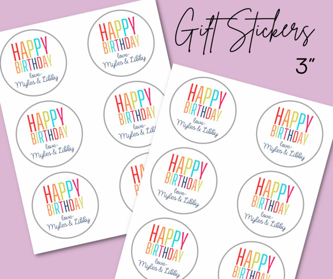 Happy Birthday Stickers Gift Labels Gift Tag Colorful Labels Birthday