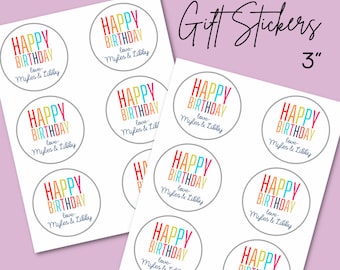 Happy Birthday Stickers | Gift labels | Gift Tag | Colorful Labels | Birthday labels