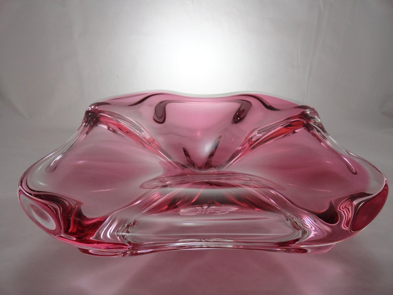Stunning Raspberry Glassclear Glass Encased Large Shallow Etsy