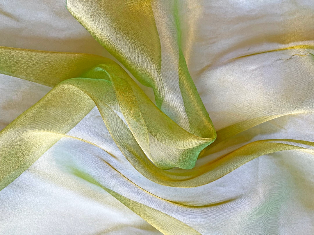 画材 Green gold chiffon Shot Synthetic Sheer Chiffon - Light Green Shot Gold - 1mt - Etsy