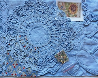 Vintage Hand Dyed Doilies - Honour Cloth Pack - Skylark 3