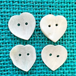 Mother of Pearl Heart Buttons - 50pcs