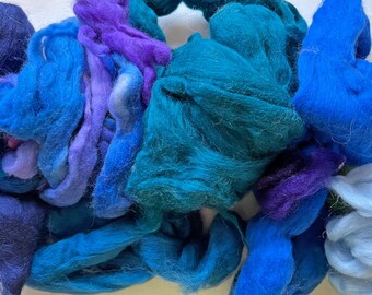 Mixed Wool Tops - 100g - Blues
