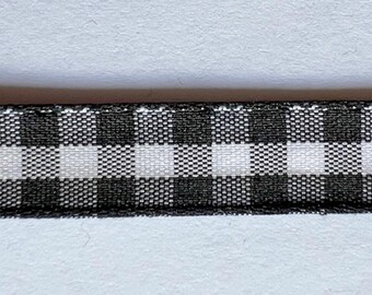 Ribbon - Black & White Check - 2mt x 12mm