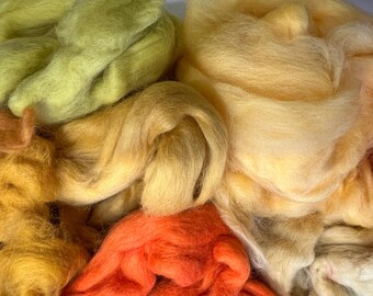 Mixed Wool Tops - 100g - Yellows