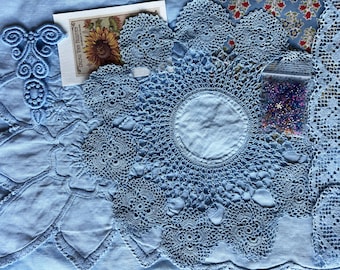Vintage Hand Dyed Doilies - Honour Cloth Pack - Skylark 4