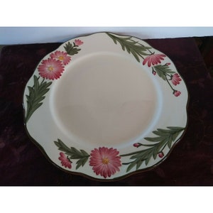 Vintage Stangl Pottery Pink Cosmos Handpainted Chop Plate Platter Charger Plate