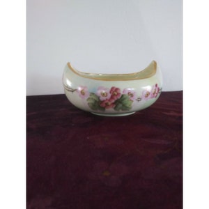 Beautiful German Flowered Bowl With Curved Up Sides Hallmarked EF?